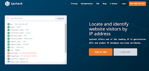 Convert ip adress into location data