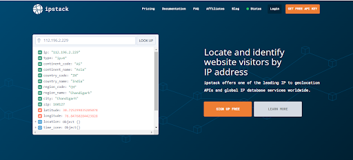 Integrate ip address api on website